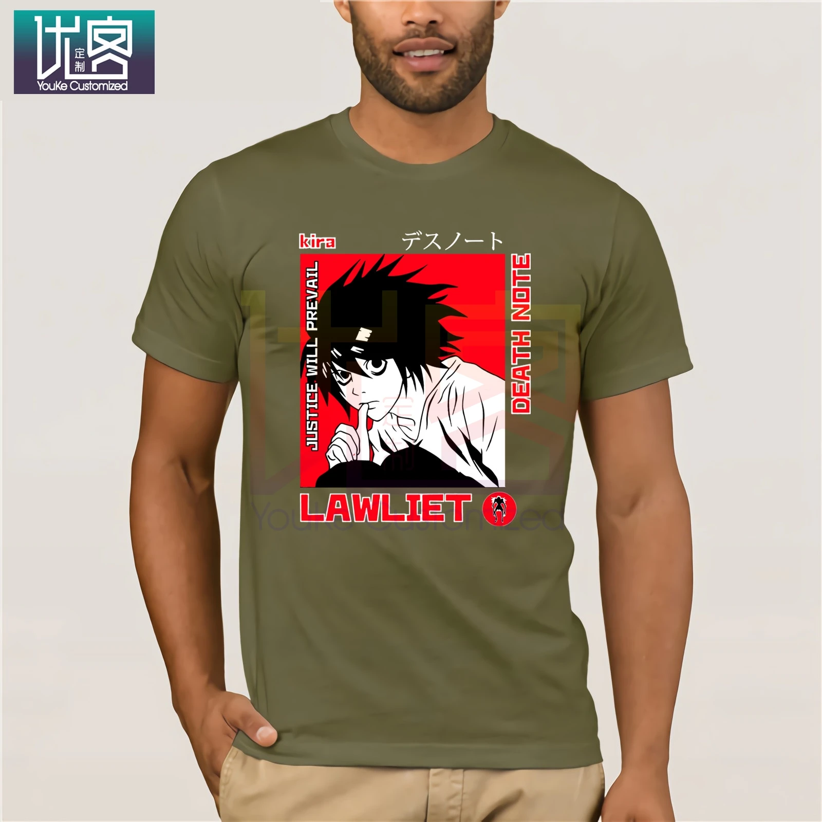 Футболка с коротким рукавом Death Note-L Kira Lawliet Уникальные повседневные футболки из