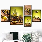 Картина на холсте с изображением оливкового масла и ложки, для гостиной, столовой, ресторана, настенного интерьера, кухонный плакат