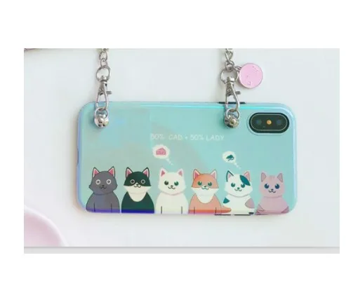 case with strap 1 Милый Кот коготь планета Кроссбоди цепь ремень чехол для телефона для samsung galaxy note10 pro S10 Plus чехол s8 s9 Plus note8 note9 A8S A9S - Цвет: case with strap 1