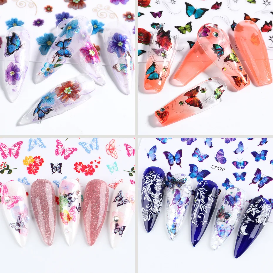 

3D Nail Sticker Decals Self-adhesive Design Stickers for Nails Peony Cute Butterfly Stickers for Manicure Nail Art Decoration