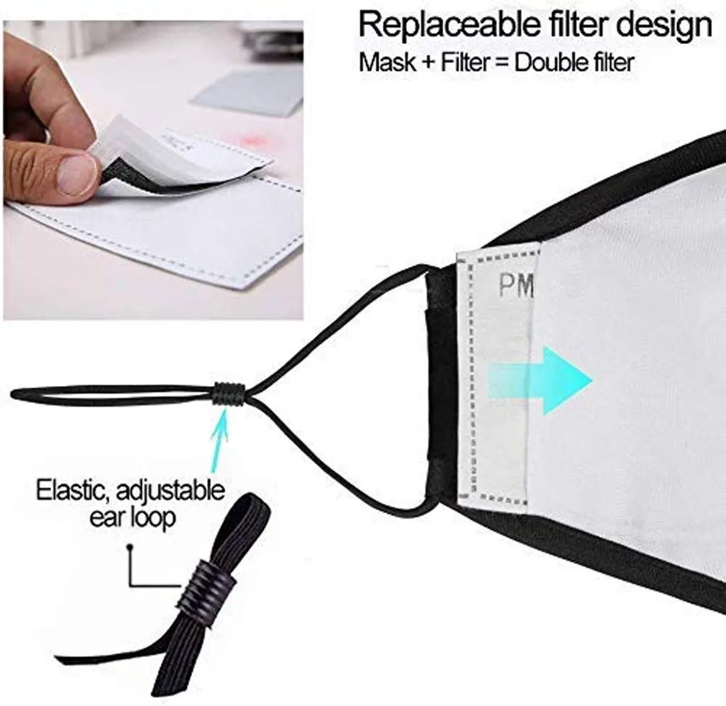 

Reusable Mask,Mask Pm2.5 Windproof Foggy Haze Pollution 2pc Face Mask Filter Safe Breathable Protective Masks In Stock