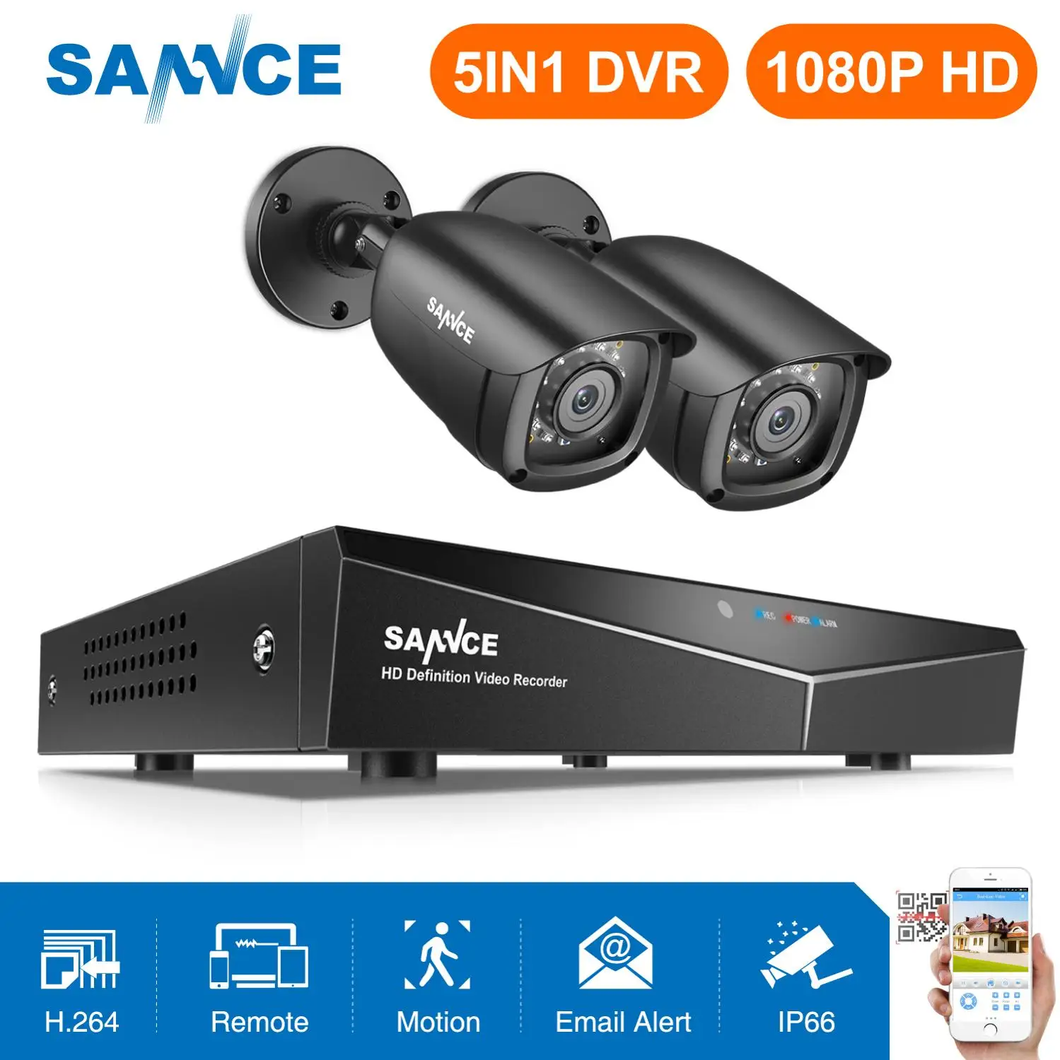 SANNCE HD 4CH CCTV система 1080N HDMI DVR 2 шт 1080P CCTV ИК наружная камера видеонаблюдения камеры безопасности 4ch DVR комплект