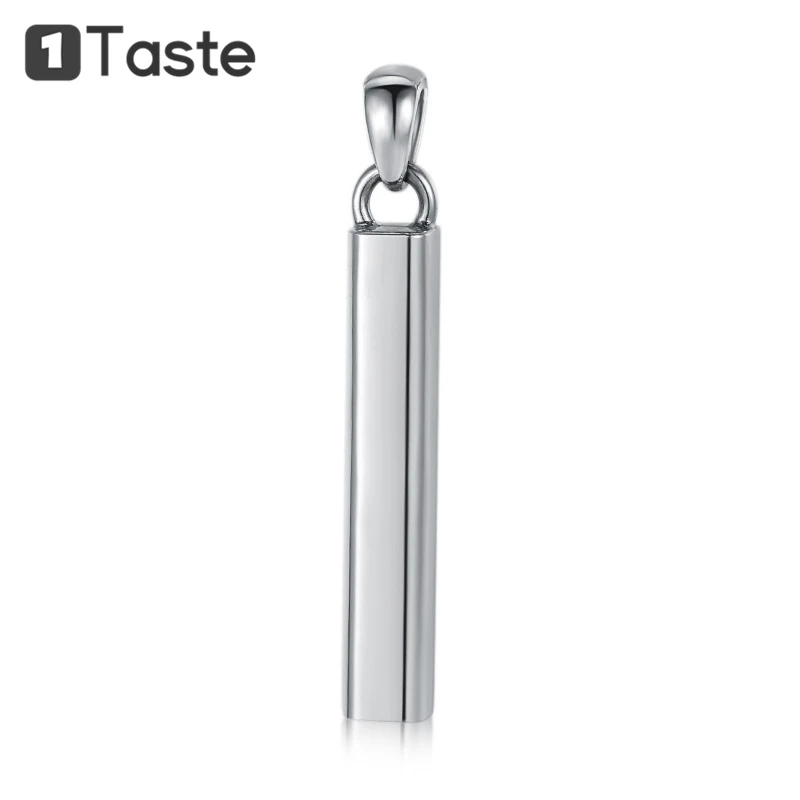 

ONE TASTE Solid S925 Silver Geometric Cuboid Pendant Men's Necklace Pendant Accessories Simple Trendy Pendants Without Chain
