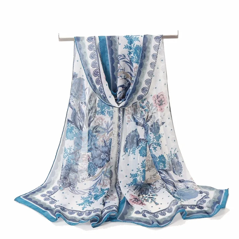 Сельский стиль женский шифоновый шелковый шарф ретро этнический мягкий легкий