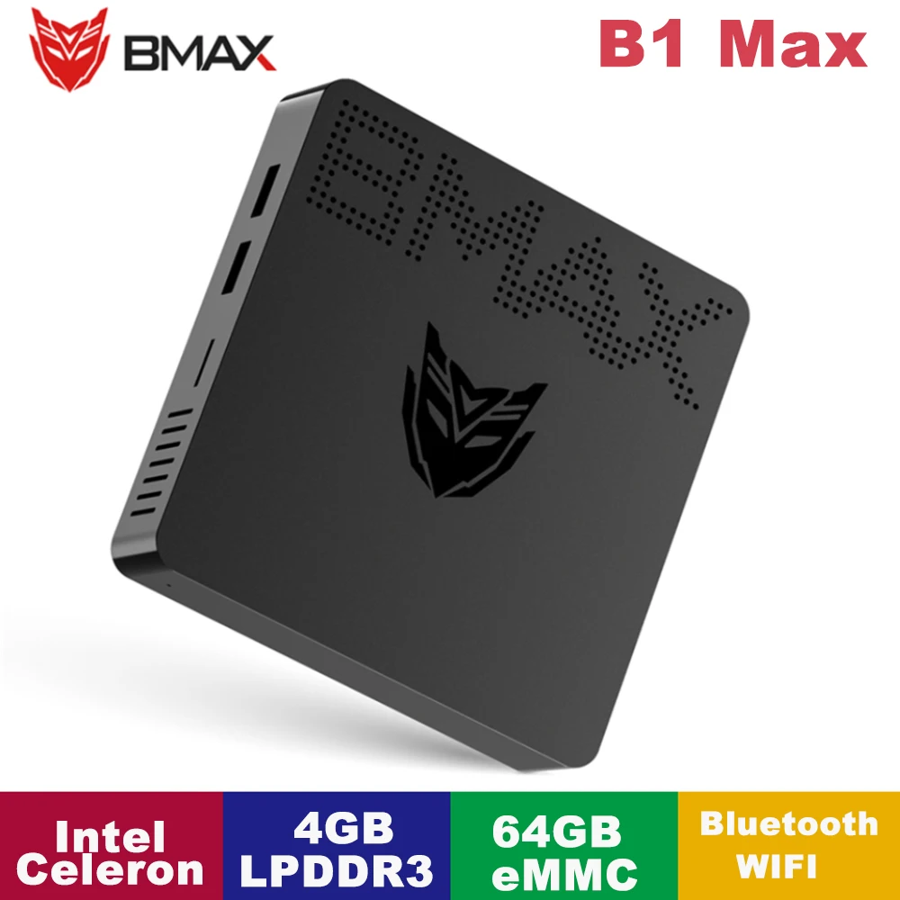 

BMAX B1 Max Mini PC Intel Celeron J3060 4GB RAM 64GB RAM eMMC Dual Core Windows 10 WIFI 2.4GHz/5.8GHz Bluetooth-compatible 4.2