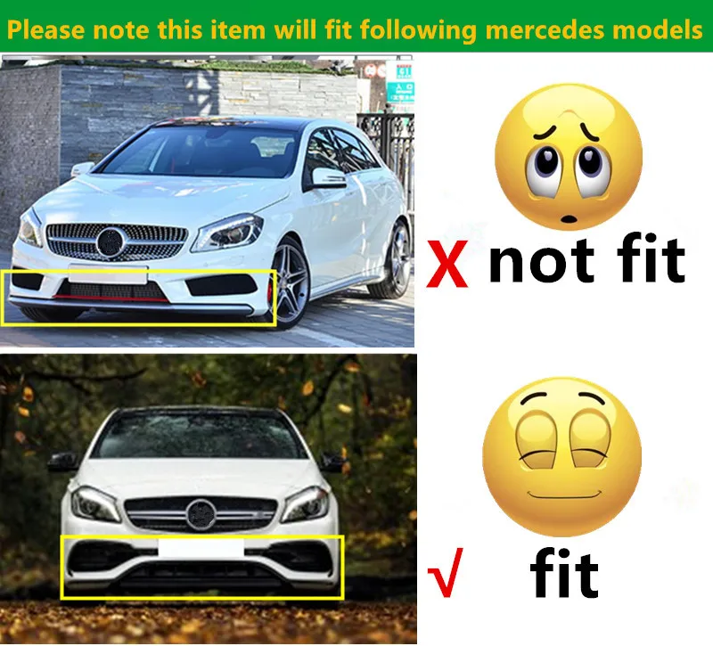 ABS передний бампер для губ сплиттер Canards 8 шт. для Mercedes A CLASS W176 Sports и A45 AMG