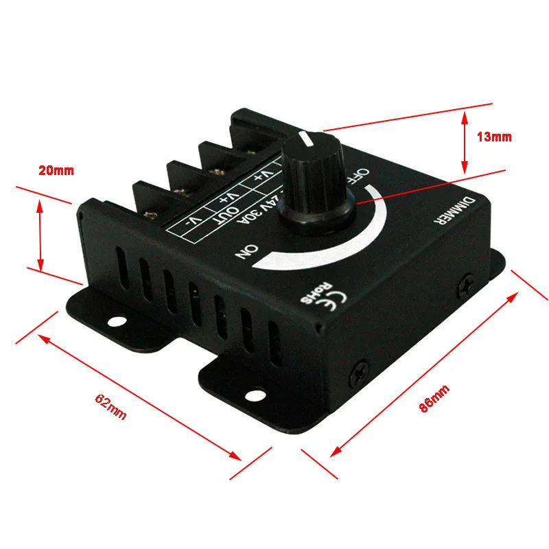 RF светодиодный бесступенчатый диммер DC 12V 24V 30A 720W с пультом дистанционного