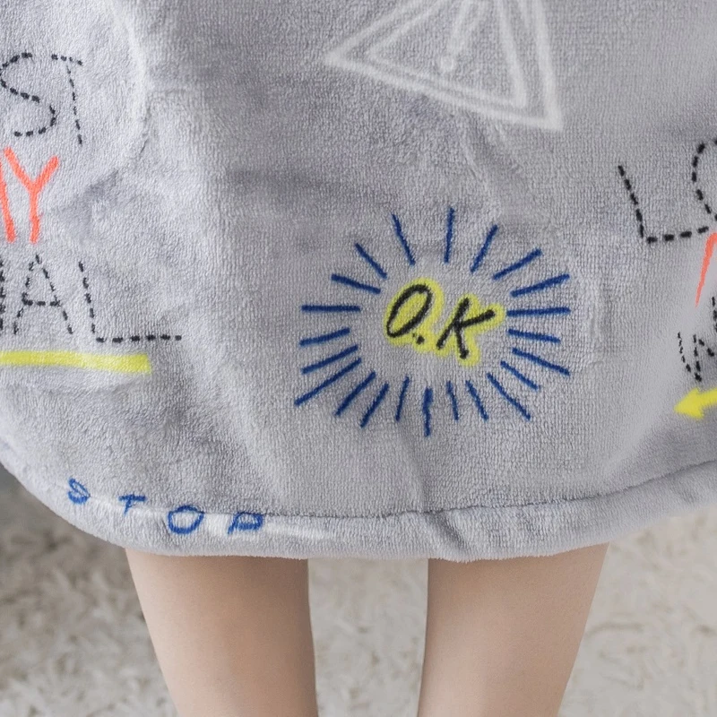 

Winter Long Sleeve Women Nightgown O Neck Cartoon Striped Bear Thick Flannel Nightdress Coral Velvet Female Warm Nigh Sleepwear