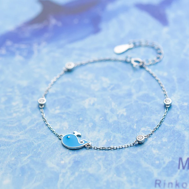 Trustdavis 100% 925 цельное Настоящее серебро Модные женские ювелирные изделия синий кит