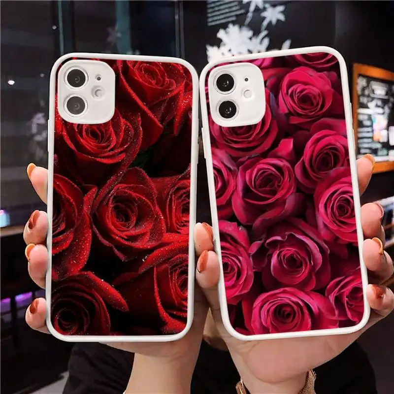 

rose love red fashion flower Phone Case Matte Transparent for iPhone 7 8 11 12 s mini pro X XS XR MAX Plus cover funda