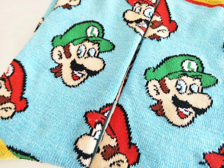 Носки с принтом игры Super Mario Bros мужские хлопковые носки Luigi спортивные повседневные милые забавные дышащие впитывающие пот мягкие удобные носки с героями мультфильмов