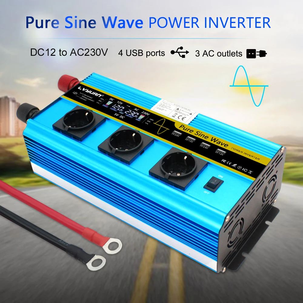 LCD 12000W power inverter DC 12V to AC 220V 230V Converter Supply Solar Power 4USB 4FAN with 3AC EU PLUG wireless remote control LCD 12000W power inverter DC 12V to AC 220V 230V Converter Supply Solar Power 4USB 4FAN with 3AC EU PLUG wireless remote control