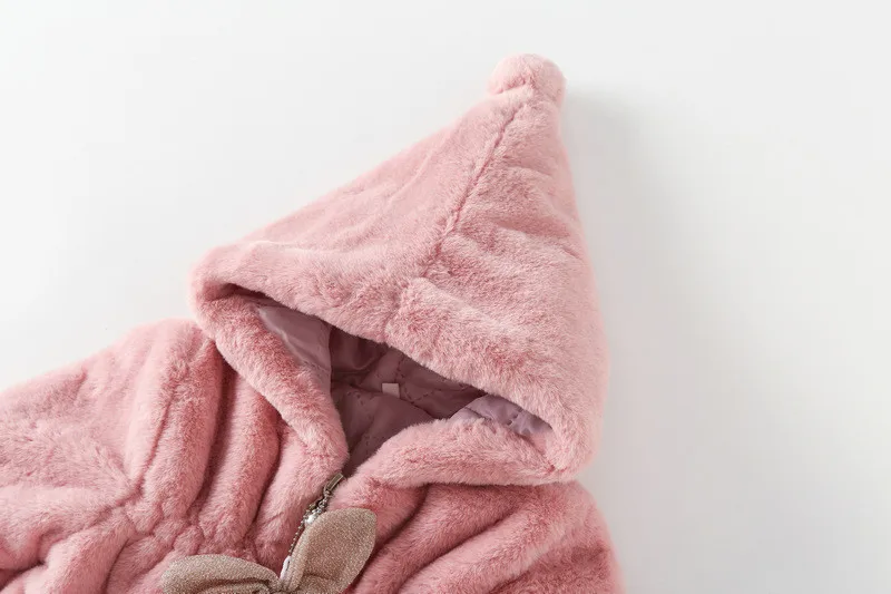 

Winter Baby Coats for Girls Fashion Solid Color Faux fur Kids Warm Outerwear Hooded For Kids Jacket Children Outerwear