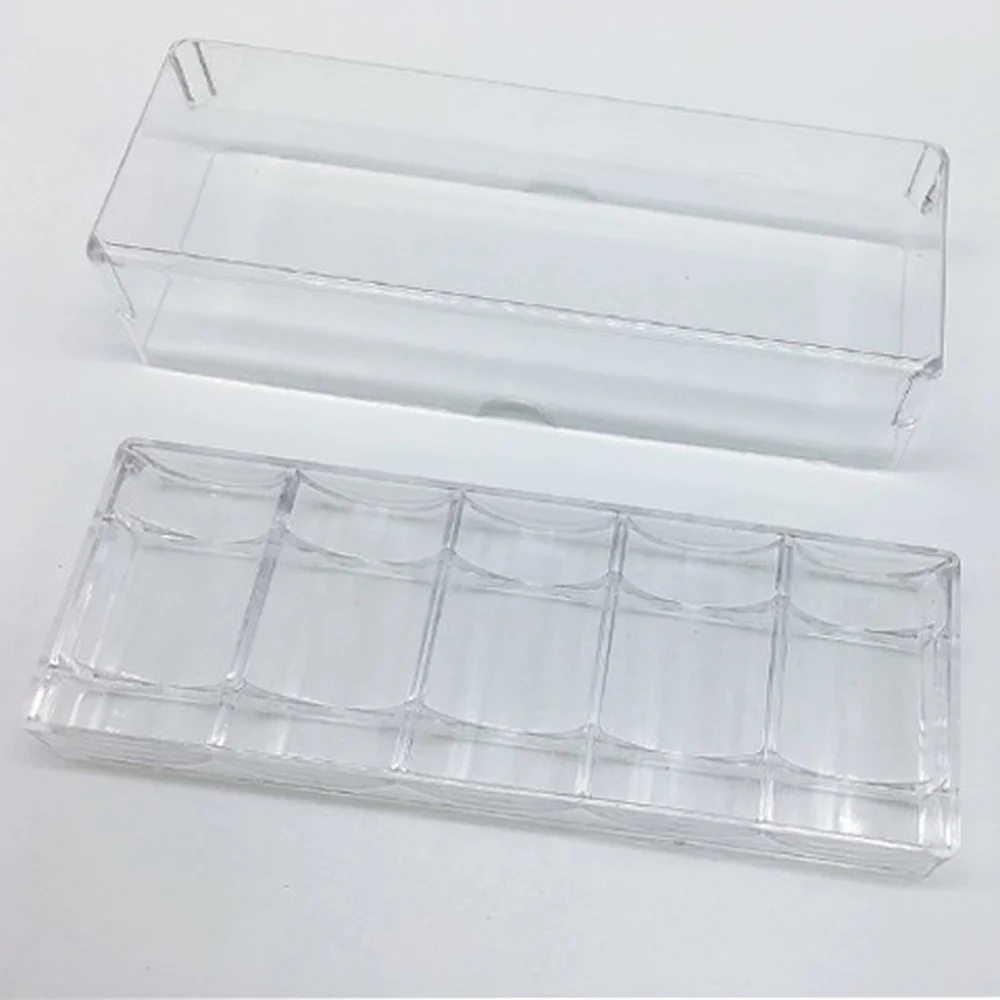 Poker Card Chip Storage Rack Box Transparent Acrylic Five Grids 100pcs Pack 20 Pieces Per Grid Toy Table Game|Покерные фишки | |