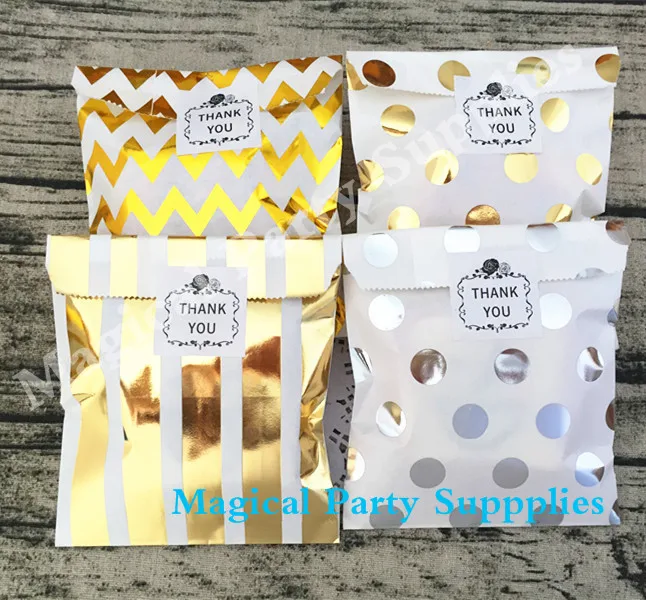 Wedding Decoration 125pcs Silver Metallic Dotty Treat Bag Foil Goody Baby Shower Gift Favour | Дом и сад