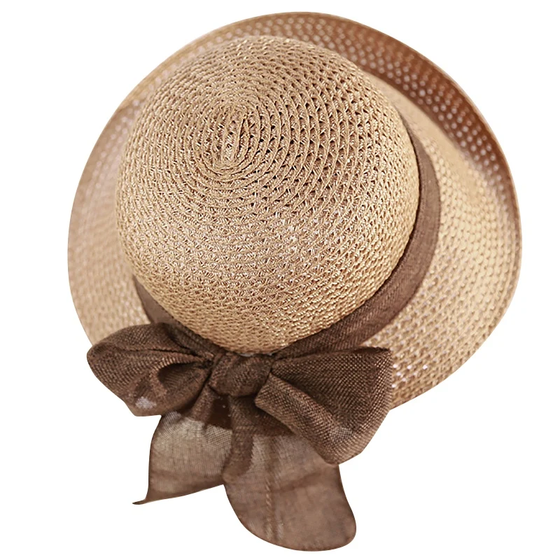 Шляпа от солнца Соломенная женская шляпа с большими полями и бантом складная