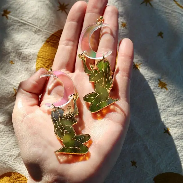 Серьги-подвески в форме богини луны виккан языческие украшения подарок