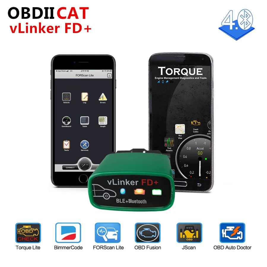 Vgate VLinker FD+ OBD OBD2 Car Diagnostic MS CAN Auto Tool ELM327 V2.2 Forscan For Frd Bluetooth For Android/IOS ELM 327 Wifi