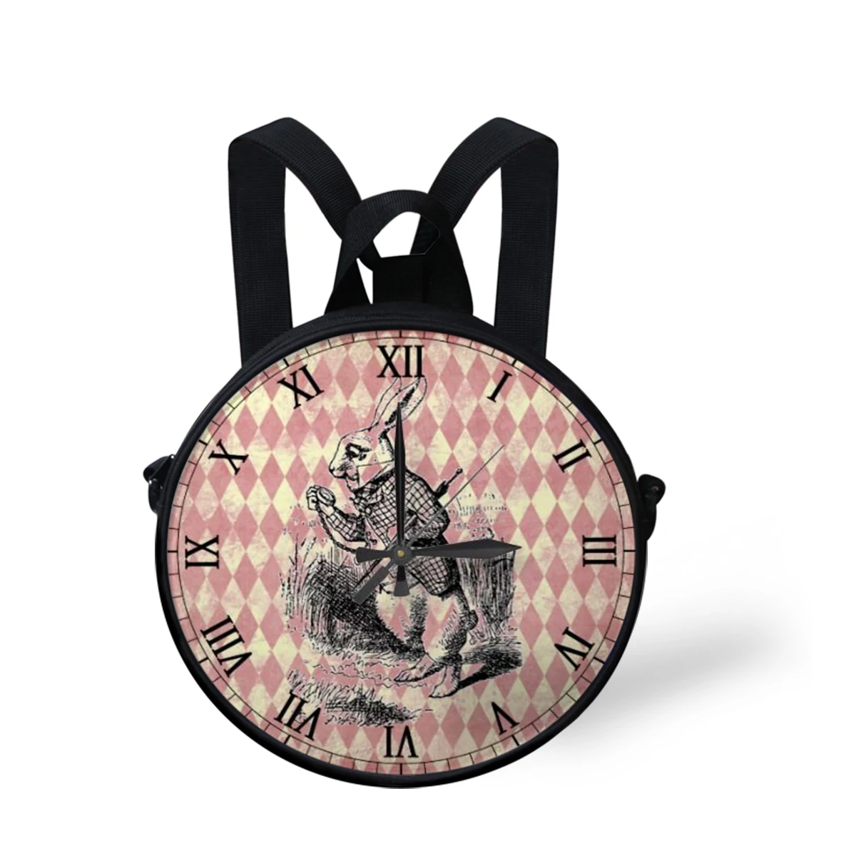 Thikin Alice in Wonderland, круглый рюкзак для девочек, мини-сумка-мессенджер для детей, Повседневная сумка-портмоне на молнии, дорожная сумка, сумка-портфель для девочек
