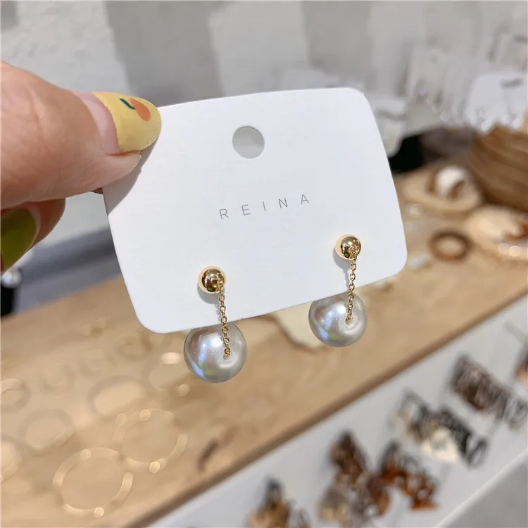 Классические имитация жемчуга круглые Женские Висячие серьги сладкий жемчуг