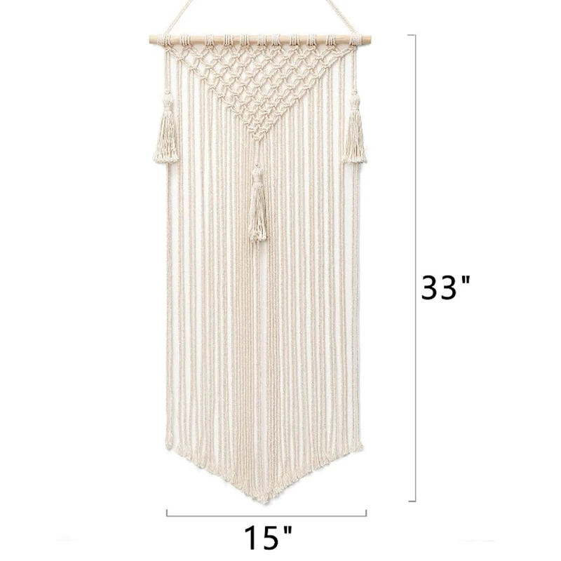 

Macrame Hair Bow Holder Hanging Hair Clips Fringe Wall Tassels Organizer Ornament Gift, beige white(Clips Not Included)