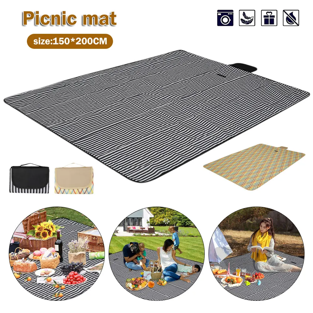 

200x150cm Waterproof Picnic Blanket Floral Foldable Outdoor Picnic Beach Mat Foldable Thick Camping Mat Tent Ground Mat Trekking
