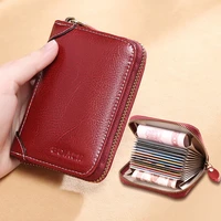 card bag ladies genuine leather leather retro fashion trend multi card anti degaussing small card bag zipper ultra thin drivers