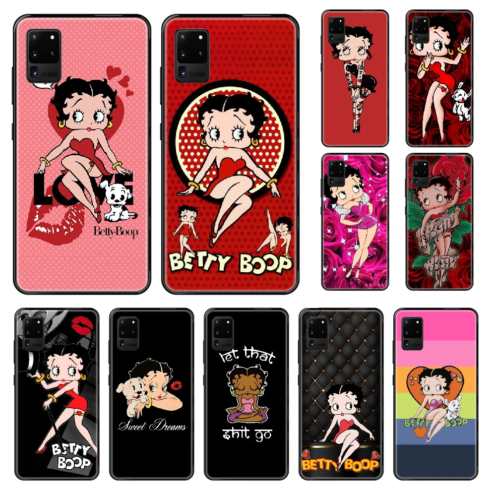 Чехол для телефона Betty Boop Samsung Galaxy S 3 4 5 6 7 8 9 10 Plus Lite Edge черный художественный чехол