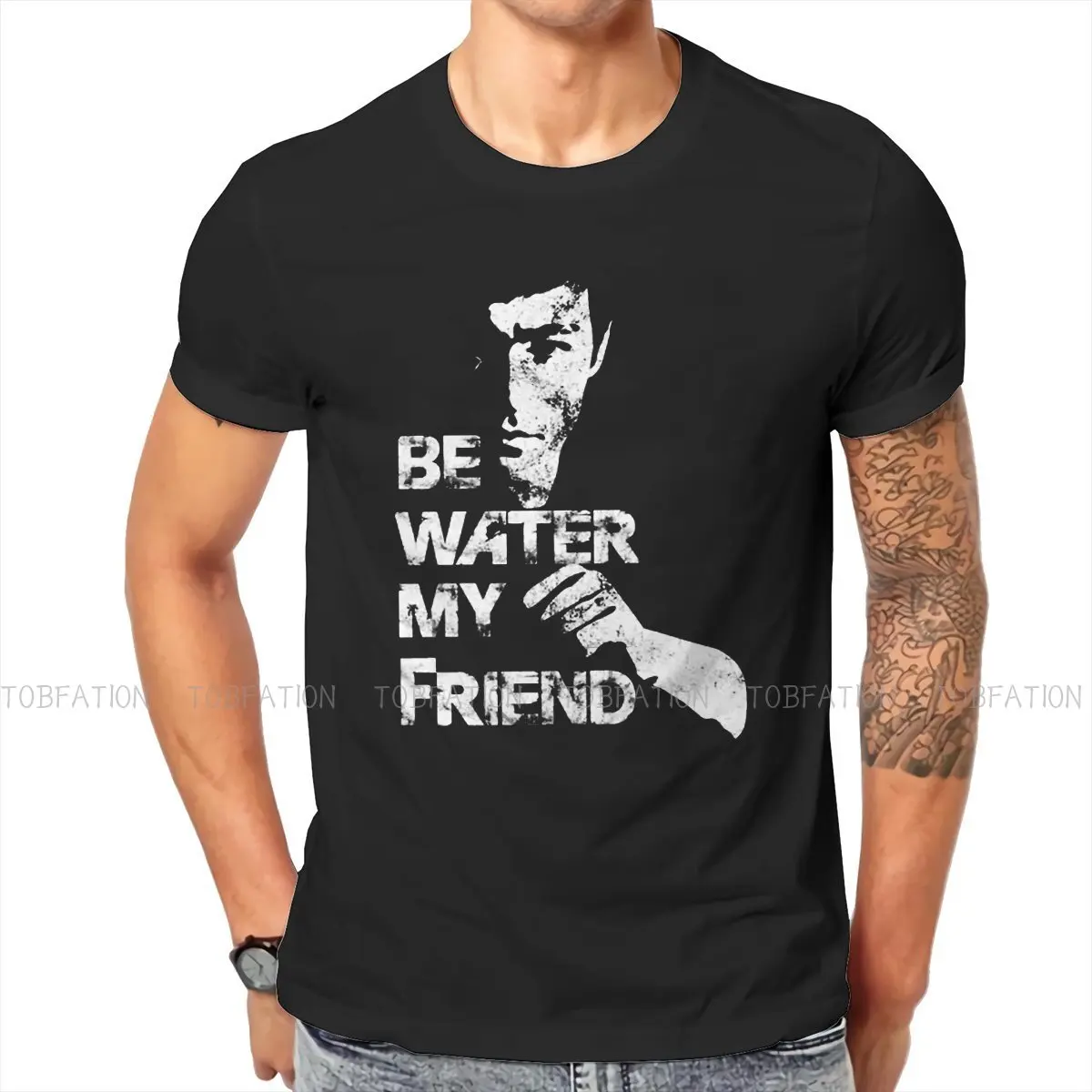 

Футболка мужская графическая с надписью «Be Water My Friend», рубашка в китайском стиле Хунфу, креативный удобный топ с коротким рукавом, идея для п...