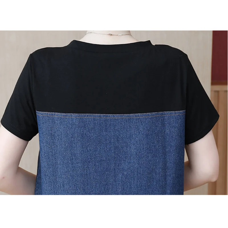 Платье женское джинсовое трапециевидное в ковбойском стиле средней длины |