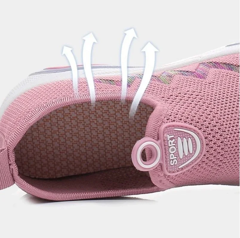 

2021 New Women Sneakers Breathable Knitted Casual Women Socks Shoes Lace Up Ladies Flats Female Spring Vulcanized Running Shoes