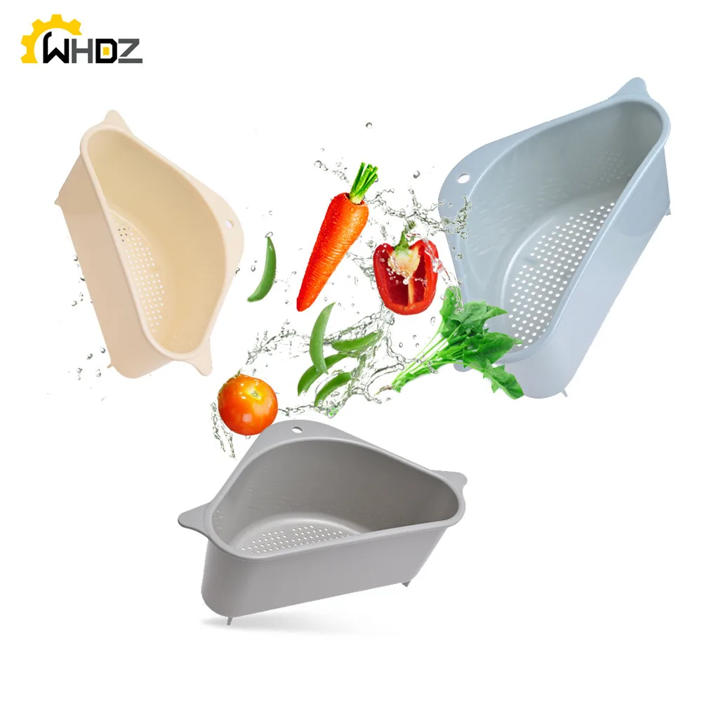 

Triangular Sink Strainer Drain Fruit Vegetable Drainer Basket Suction Cup Sponge Rack Storage Kitchen Tools Sink Filter Shelf