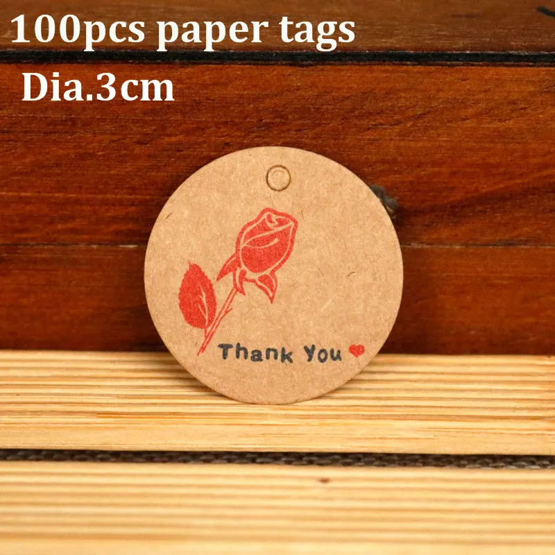 100pcs rose tags Спасибо ярлык для подарка своими руками Единорог лама Русалка Роза дизайн Свадебная вечеринка бумажные бирки Упаковка Этикетка декоративные бумажные бирки - Цвет: 100pcs rose tags