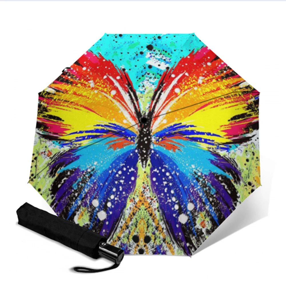 Зонтик женский складной двойной компактный с бабочкой | Дом и сад