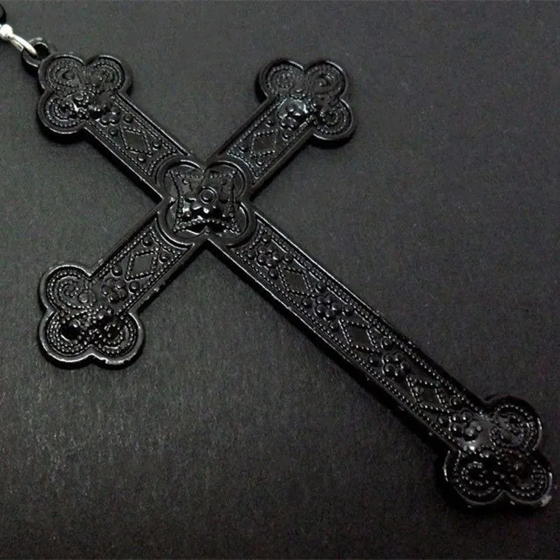

Gothic Black Cross Black Ball Chain Pendant Necklace Witchy Alternative Goth Witchy Punk Statement Gorgeous Jewelry Women Gift