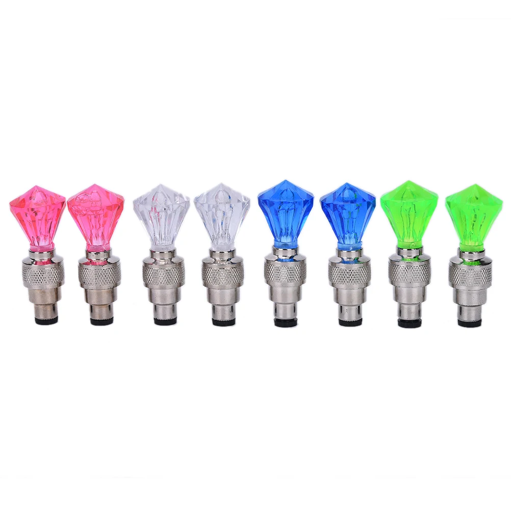 

2pcs Diamond Shape Car Motor bike bicyle Tyre Valve Caps LED light bike tyre gas mouse lamps