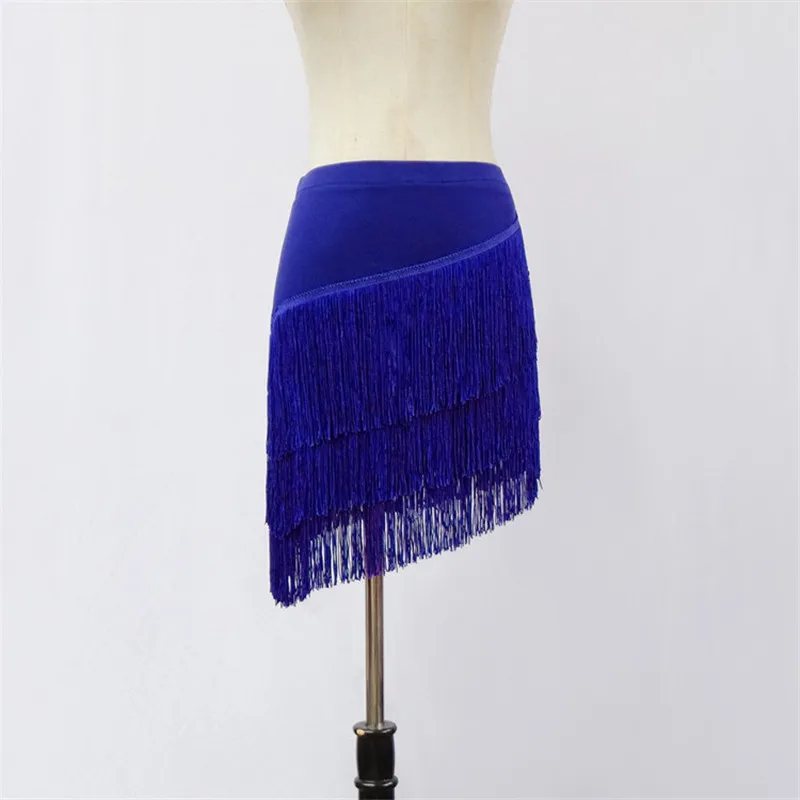 Royal blue Юбка для латинских танцев для взрослых, Женская юбка большого размера, отделанный бахромой латинский, для девочек, Cha Rumba Samba, бахрома, сексуальная танцевальная одежда - Цвет: Royal blue