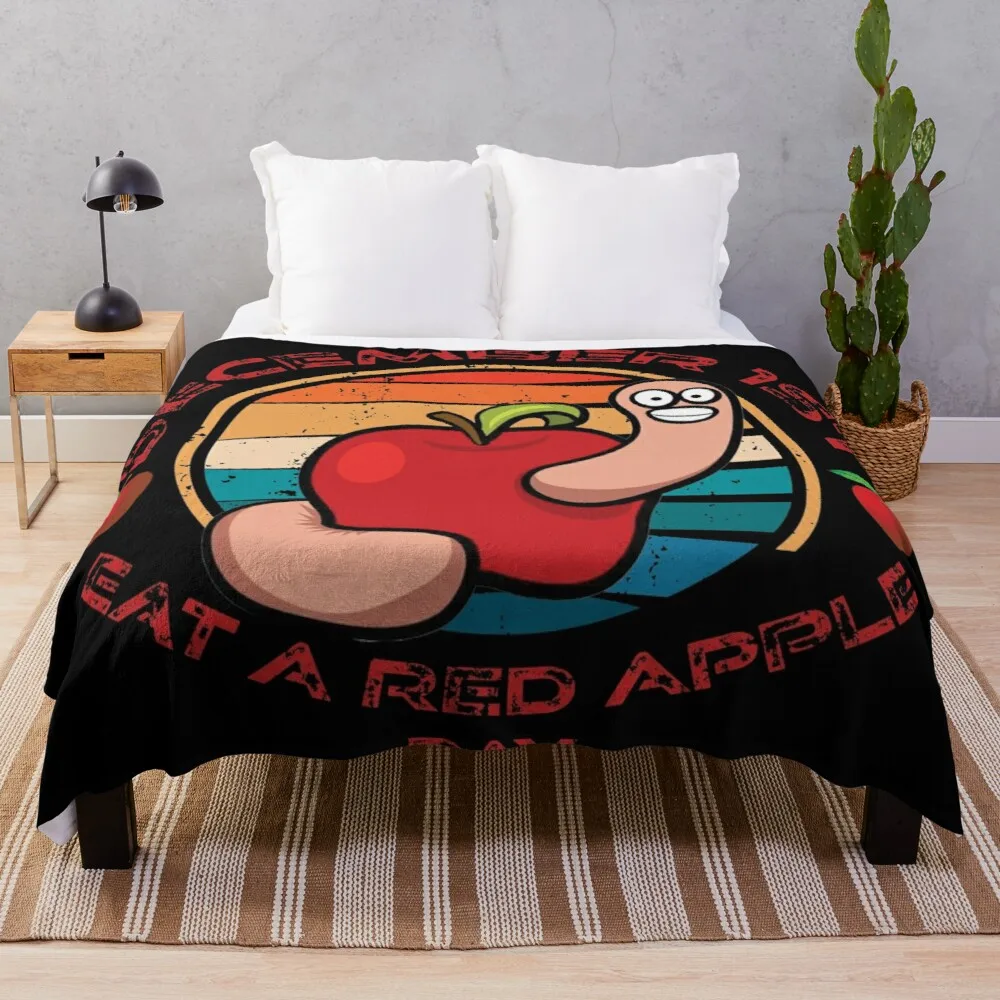 

December 1st eat a red apple day design Soft Warm Coral Fleece Plush Throw Blanket Rug Piece Sofa Bed Knee blankets Boys Girls