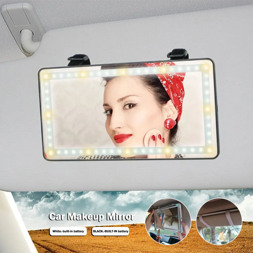 

Universal Car Led Makeup Mirror Interior Mirror Touch Car Back Seat Safety Rear Mirror Switch Makeup Mirror 3 Lighting Mode