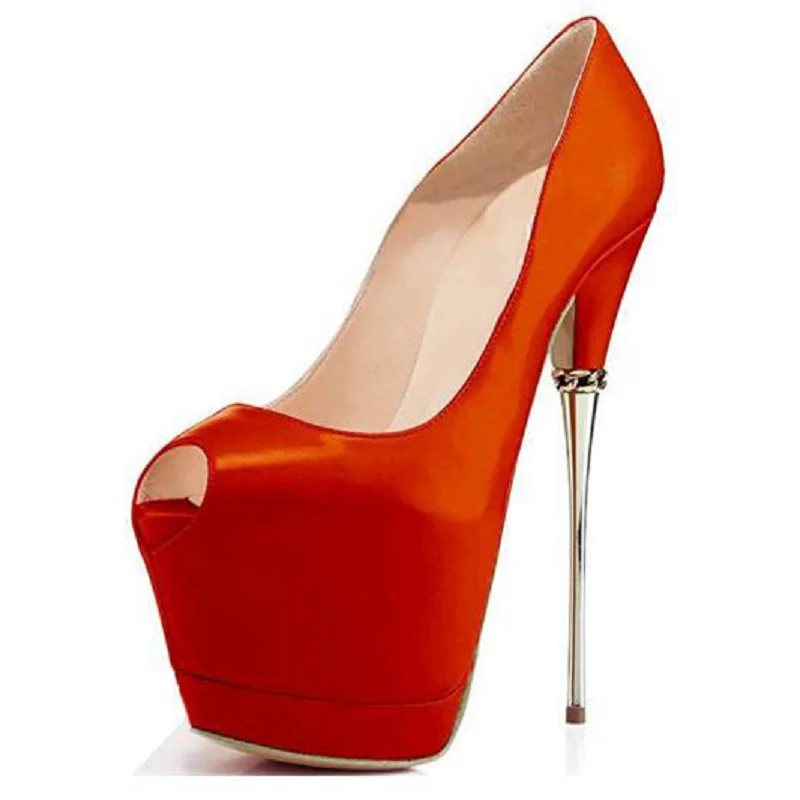 Оригинальные женские туфли лодочки модные с открытым носком на металлической