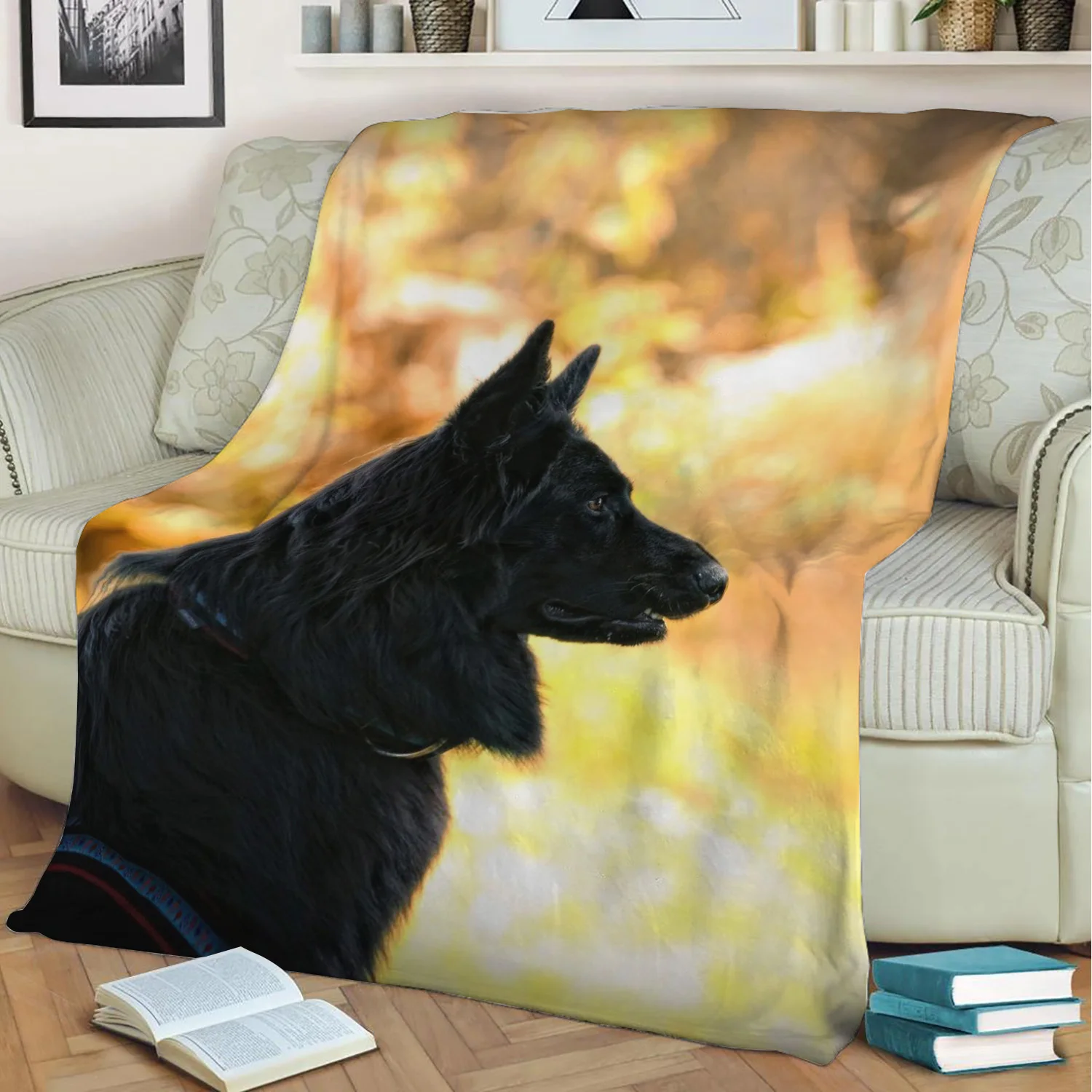 

Manta de franela con estampado 3D de Perro Pastor Belga, manta para mantener el calor, sofá para niños, decoración del hogar, Te