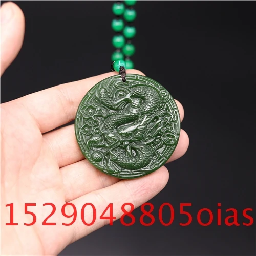 Натуральный зеленый китайский Нефритовый дракон кулон ожерелье Шарм жадеит