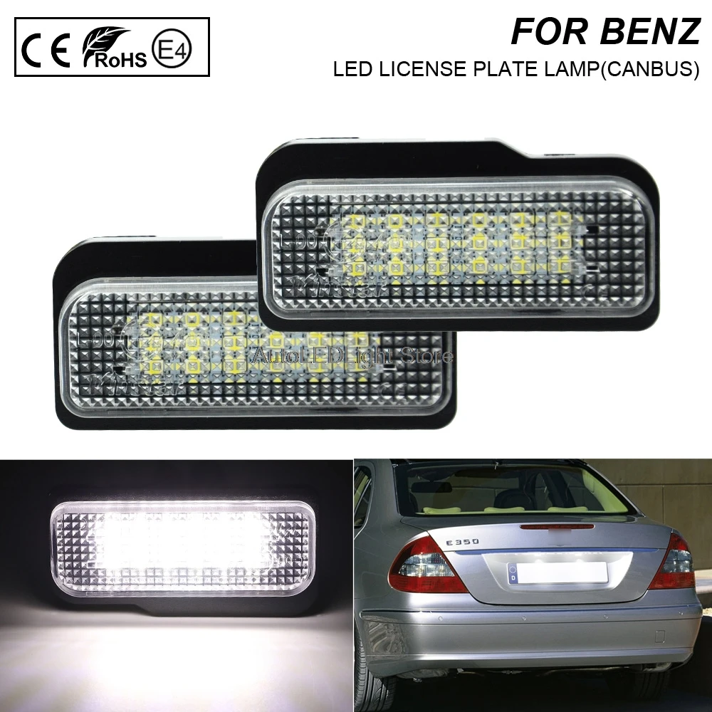 

2Pcs White LED Car Rear License Plate Light Number Plate Lamp For Mecedes-Benz W211 W203 W219 R171 Tesla Model S 2012-2016