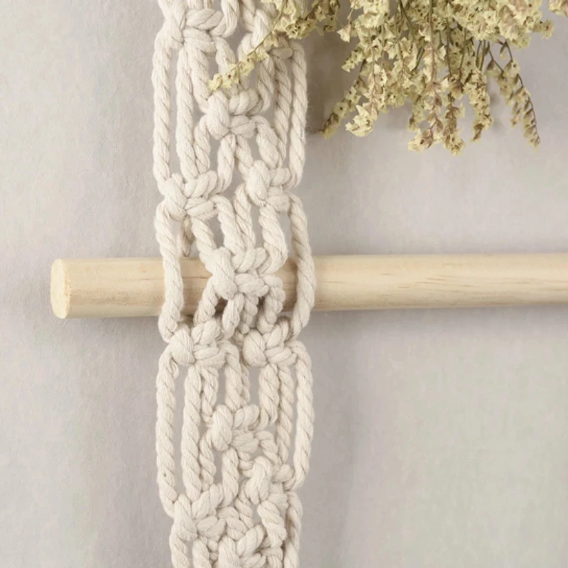

Macrame Wall Hanging Tapestry Rack Bohemian Hand-Woven Wooden Shelves Wall Tapestry Plant Stand Home Room Decoration Ornament