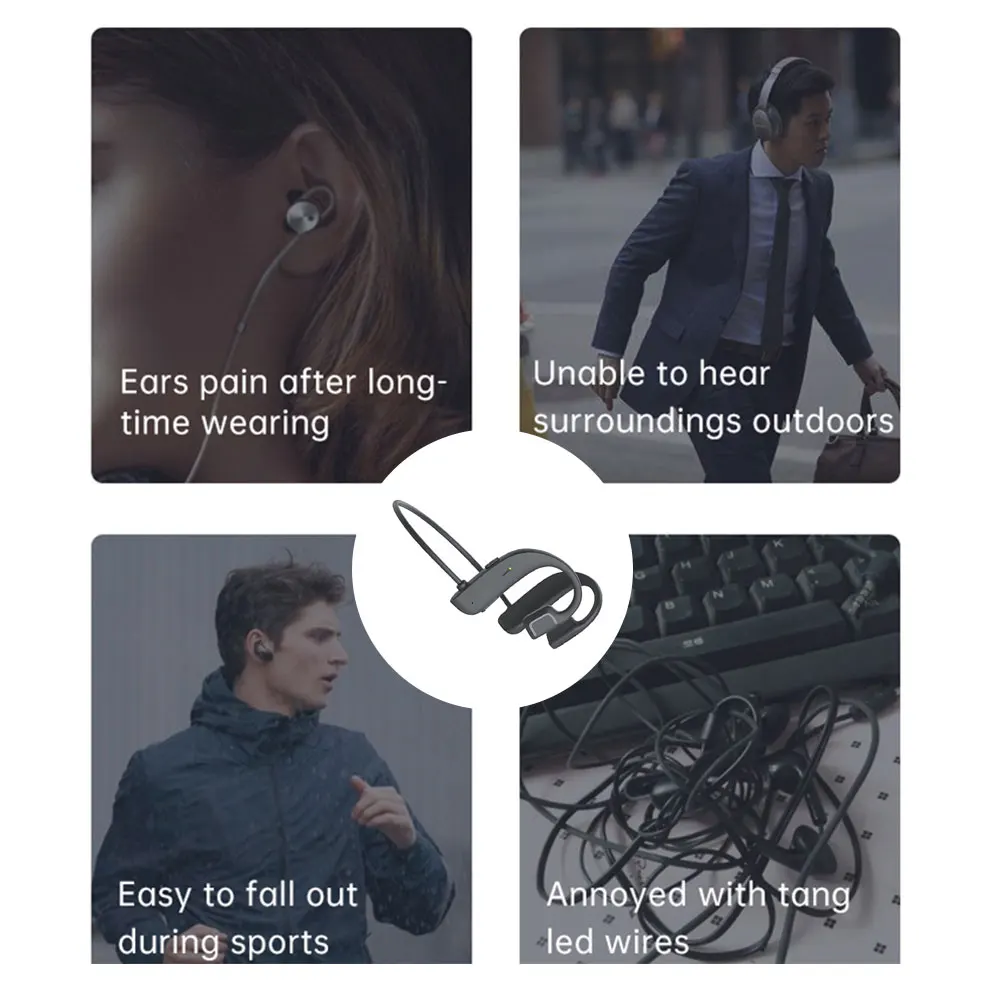 Универсальные наушники с костной проводимостью спортивные водонепроницаемые TWS