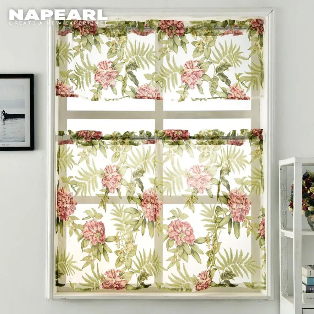NAPEARL Цветочная короткая фотография тюль кухонная дверь домашний Карманный
