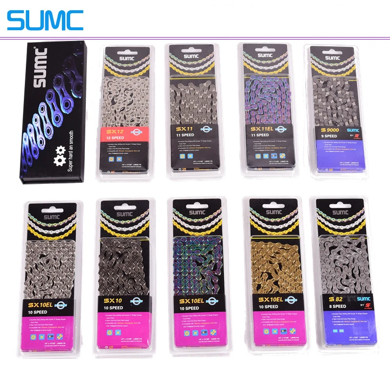 Цепь велосипедная SUMC SX8 SX9 SX9sl SX10 SX10sl SX11SL 9 S 10 11 золотая для горного/дорожного