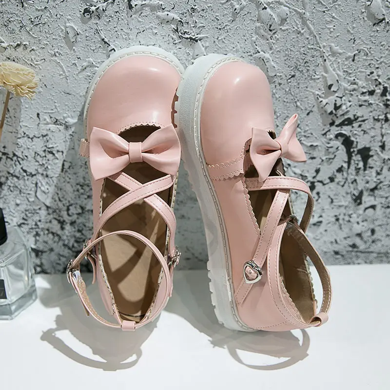 

Japanese Heel Tea Party Anime Cosplay Japanese Sweet Lolita Shoes Round Head Low Heel Lace Kawaii Shoes