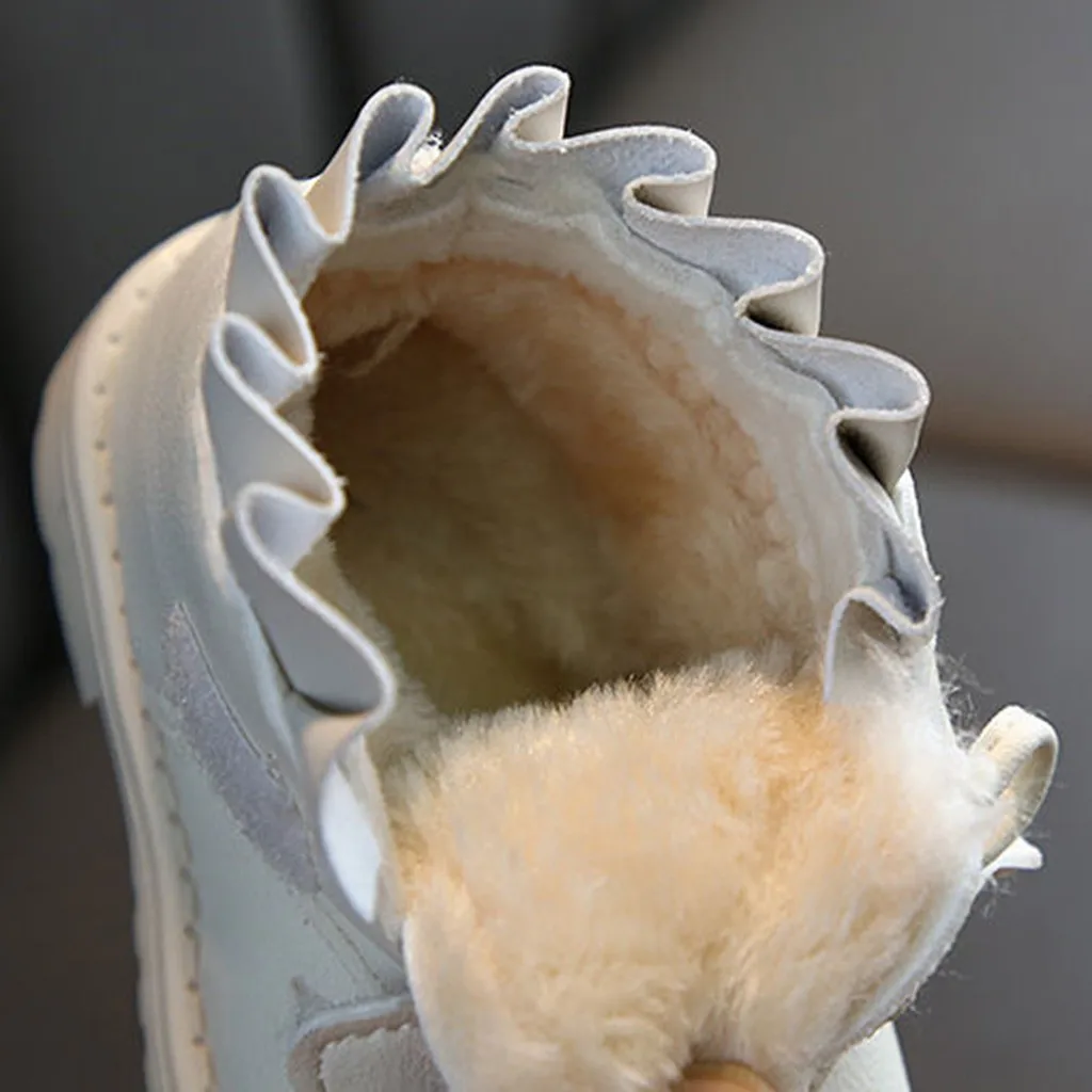 Зимние ботинки для малышей зимние девочек однотонные теплые короткие с бантом