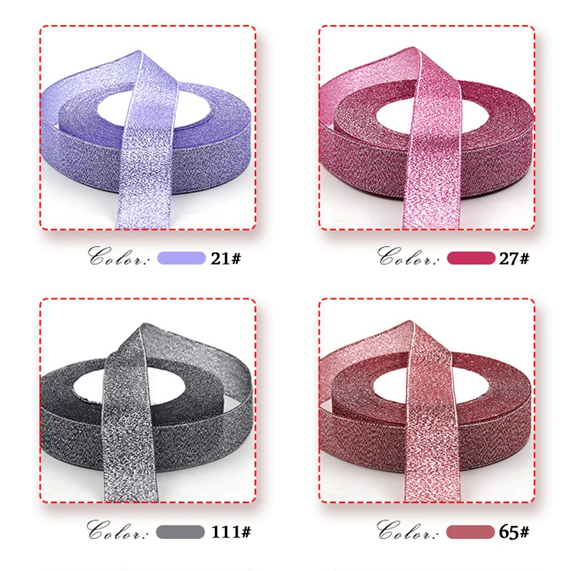 20 мм шелковый атлас 25 ярдов 22 м красочные металлические блестящие ленты